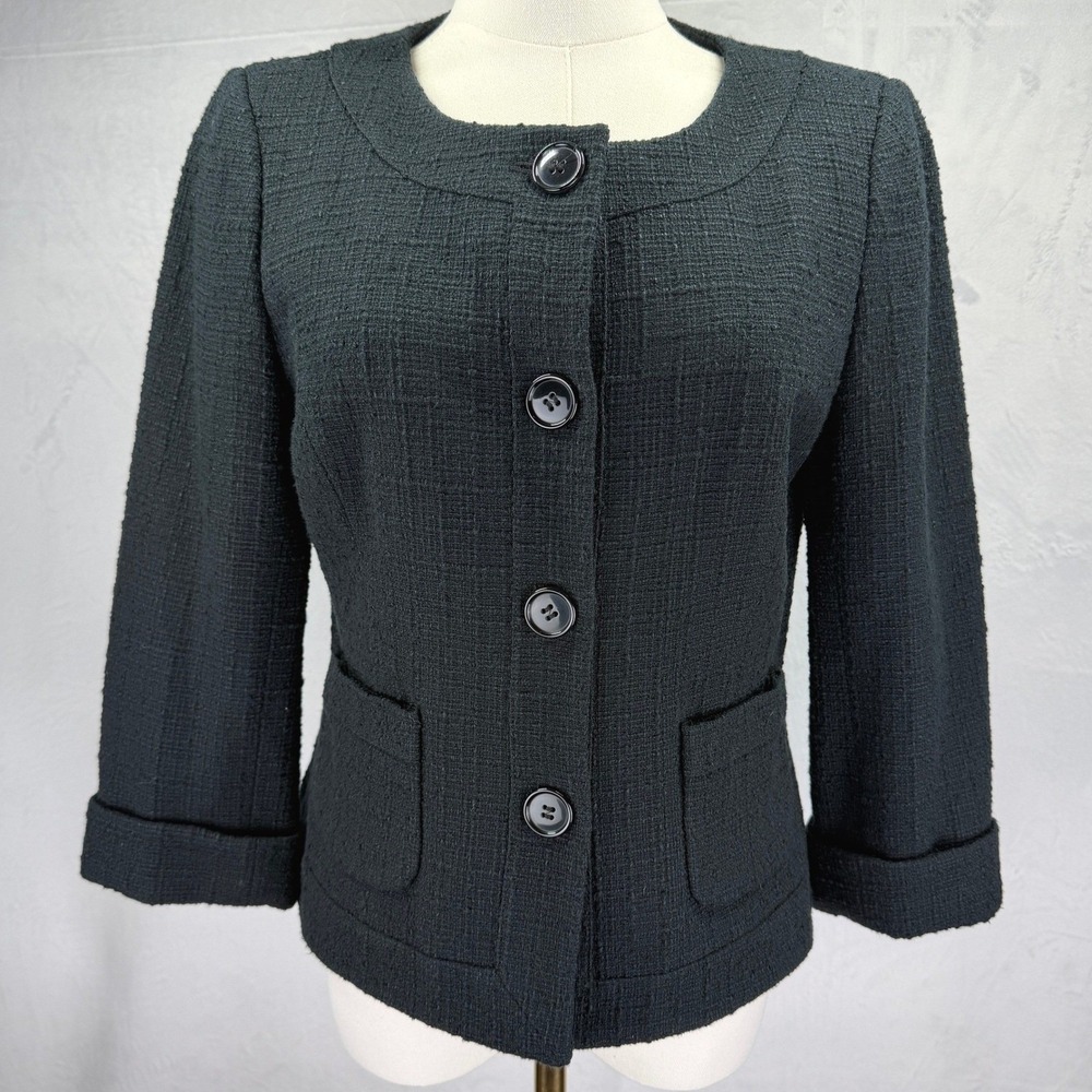 Ann Taylor Bouclé Cropped Jacket Parisian Chic Classic Structured ‎ Size 4